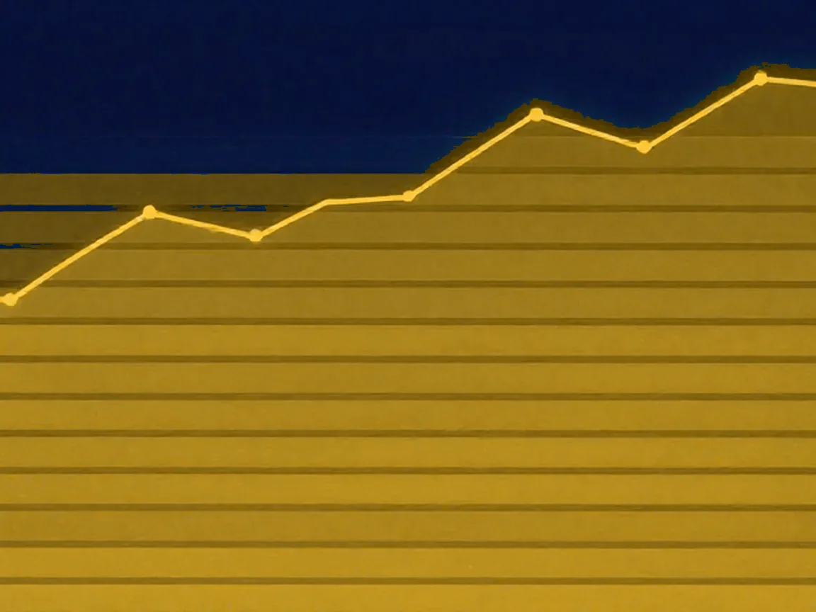 Profit tracking illustration — rising bar chart with balance and percentage return